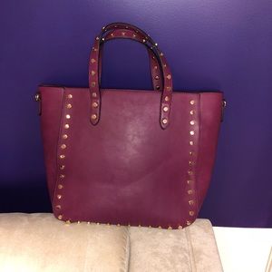 Fushia studded tote bag